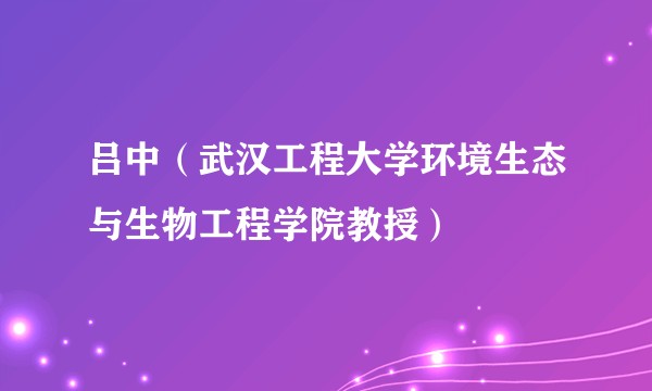 吕中（武汉工程大学环境生态与生物工程学院教授）