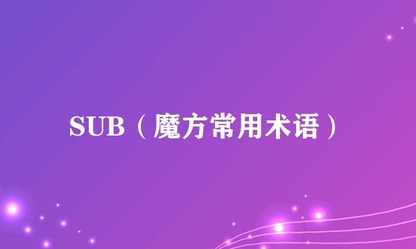 SUB（魔方常用术语）