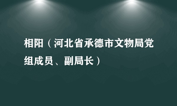 相阳(河北省承德市文物局党组成员、副局长)