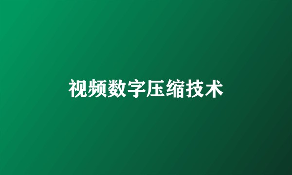 视频数字压缩技术