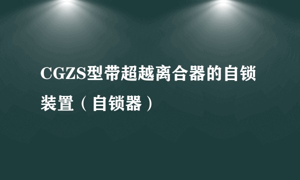 CGZS型带超越离合器的自锁装置（自锁器）