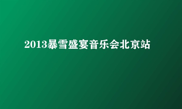 2013暴雪盛宴音乐会北京站