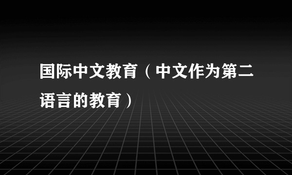 国际中文教育（中文作为第二语言的教育）