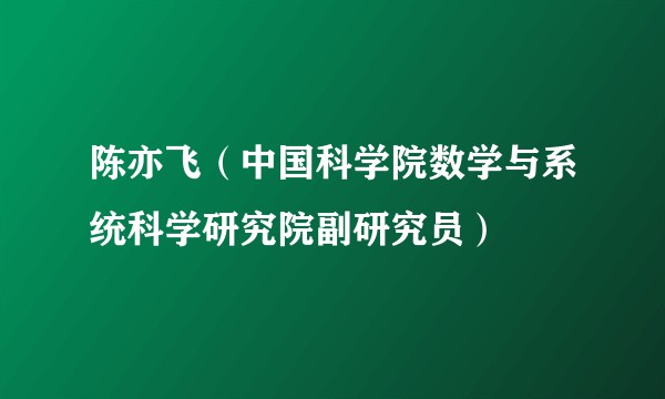 陈亦飞（中国科学院数学与系统科学研究院副研究员）