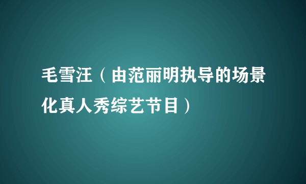 毛雪汪（由范丽明执导的场景化真人秀综艺节目）