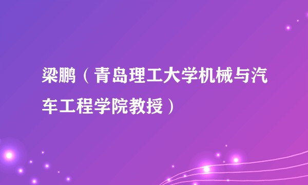 梁鹏（青岛理工大学机械与汽车工程学院教授）