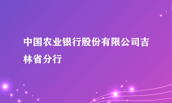 中国农业银行股份有限公司吉林省分行