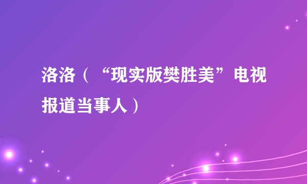 洛洛（“现实版樊胜美”电视报道当事人）