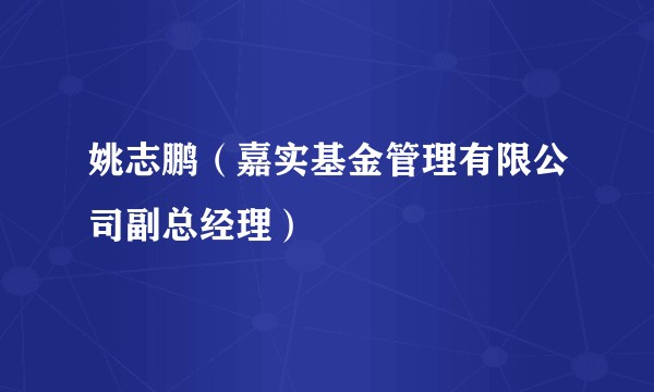 姚志鹏（嘉实基金管理有限公司副总经理）
