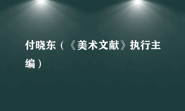付晓东（《美术文献》执行主编）