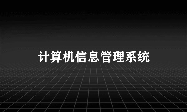 计算机信息管理系统