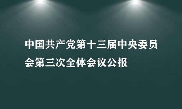 中国共产党第十三届中央委员会第三次全体会议公报