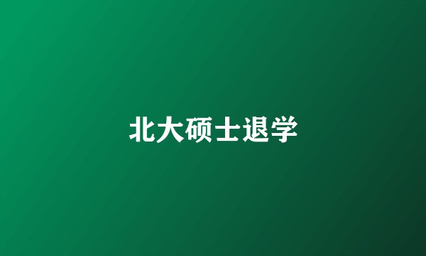 北大硕士退学