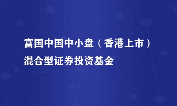 富国中国中小盘（香港上市）混合型证券投资基金