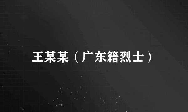 王某某（广东籍烈士）