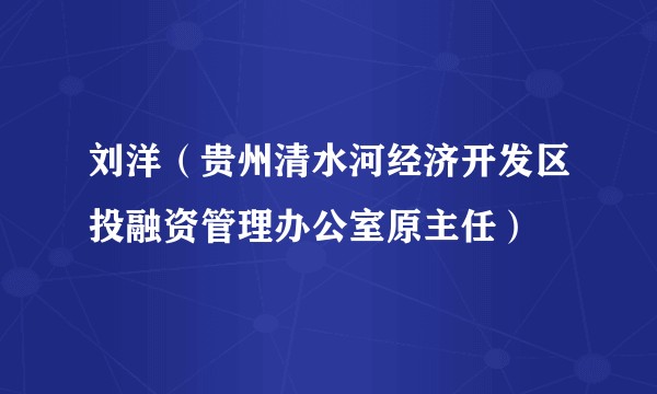 刘洋（贵州清水河经济开发区投融资管理办公室原主任）