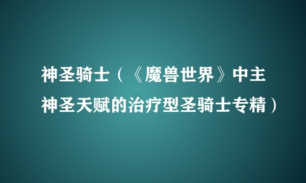神圣骑士（《魔兽世界》中主神圣天赋的治疗型圣骑士专精）