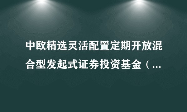 中欧精选灵活配置定期开放混合型发起式证券投资基金（混合型灵活配置证券投资基金）