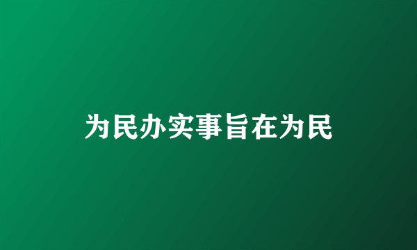 为民办实事旨在为民