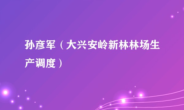 孙彦军（大兴安岭新林林场生产调度）