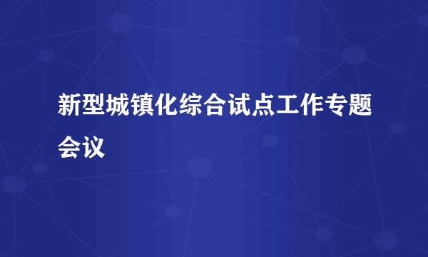 新型城镇化综合试点工作专题会议