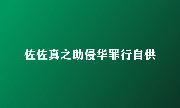 佐佐真之助侵华罪行自供