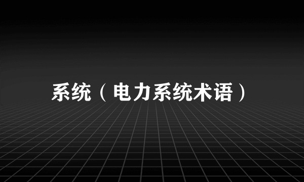系统（电力系统术语）