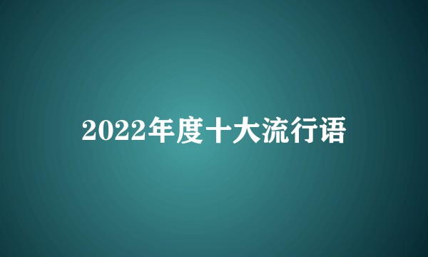 2022年度十大流行语