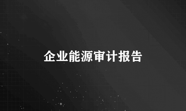 企业能源审计报告