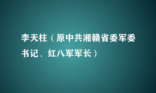 李天柱（原中共湘赣省委军委书记、红八军军长）