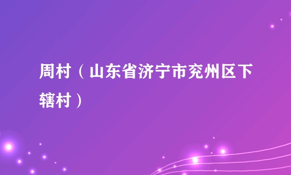 周村（山东省济宁市兖州区下辖村）