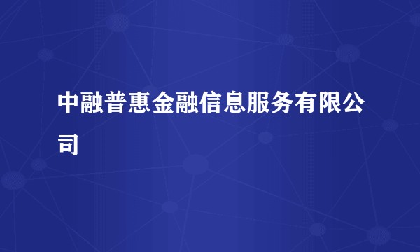 中融普惠金融信息服务有限公司