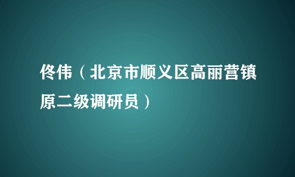 佟伟（北京市顺义区高丽营镇原二级调研员）