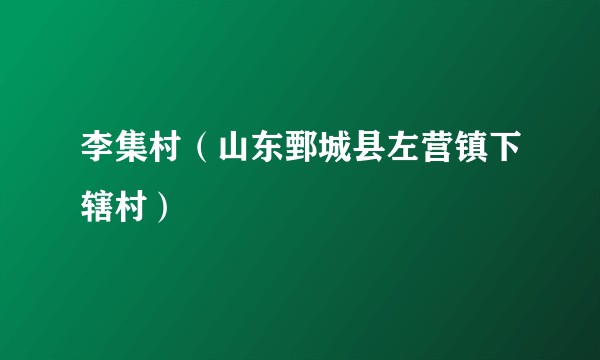 李集村（山东鄄城县左营镇下辖村）