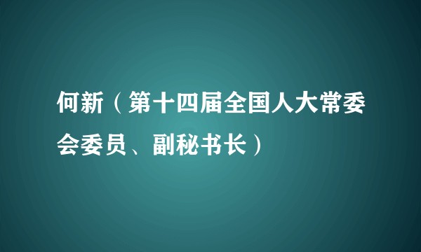何新（第十四届全国人大常委会委员、副秘书长）
