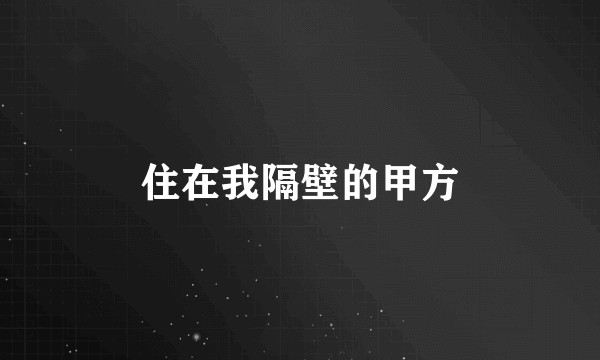 住在我隔壁的甲方
