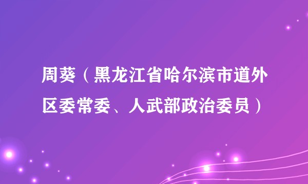 周葵（黑龙江省哈尔滨市道外区委常委、人武部政治委员）