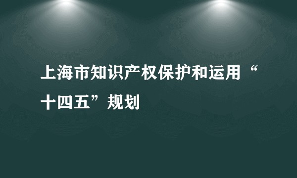 上海市知识产权保护和运用“十四五”规划