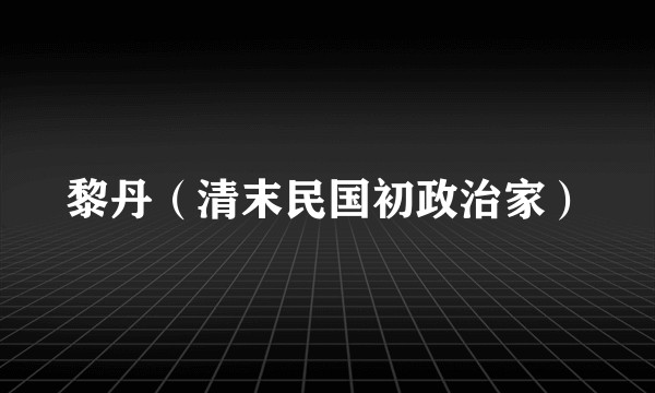 黎丹（清末民国初政治家）