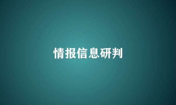情报信息研判