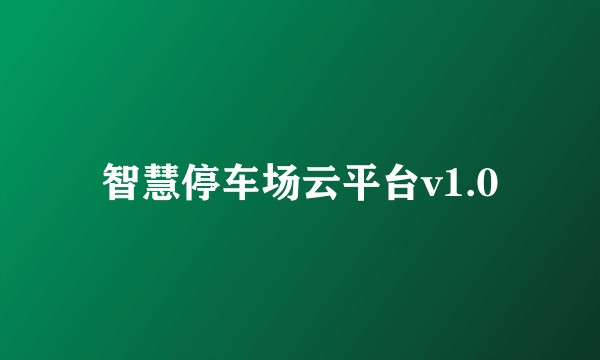 智慧停车场云平台v1.0