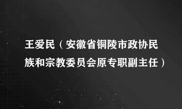 王爱民(安徽省铜陵市政协民族和宗教委员会原专职副主任)