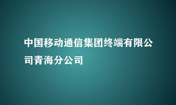 中国移动通信集团终端有限公司青海分公司