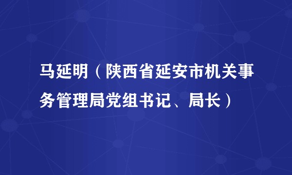马延明（陕西省延安市机关事务管理局党组书记、局长）