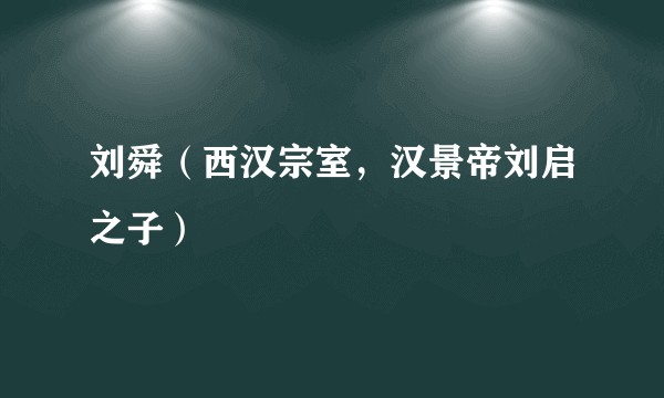 刘舜（西汉宗室，汉景帝刘启之子）