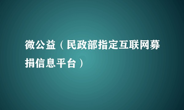 微公益（民政部指定互联网募捐信息平台）
