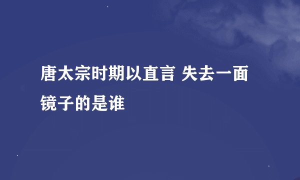 唐太宗时期以直言 失去一面镜子的是谁
