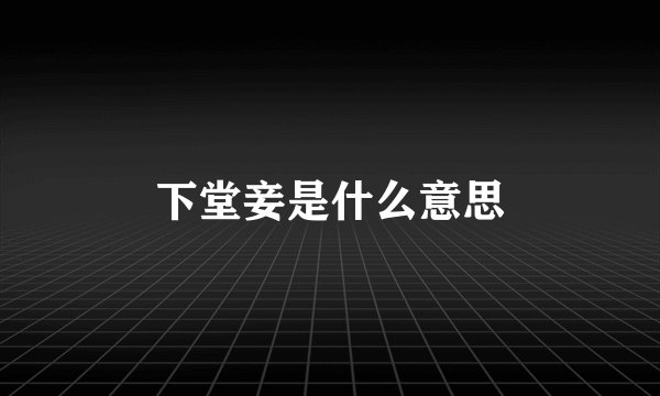 下堂妾是什么意思