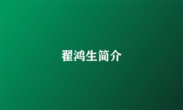 翟鸿生简介