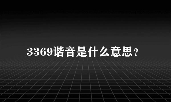 3369谐音是什么意思？